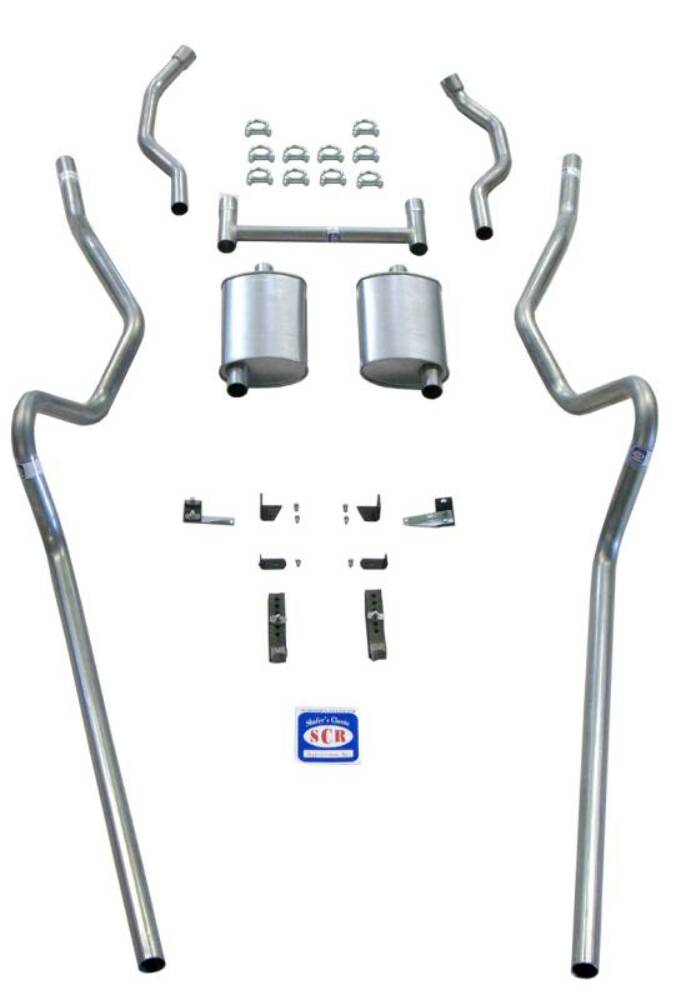 Fits 1955 - 1957 Chevrolet Full Size 2" Dual Turbo Exhaust System 63095