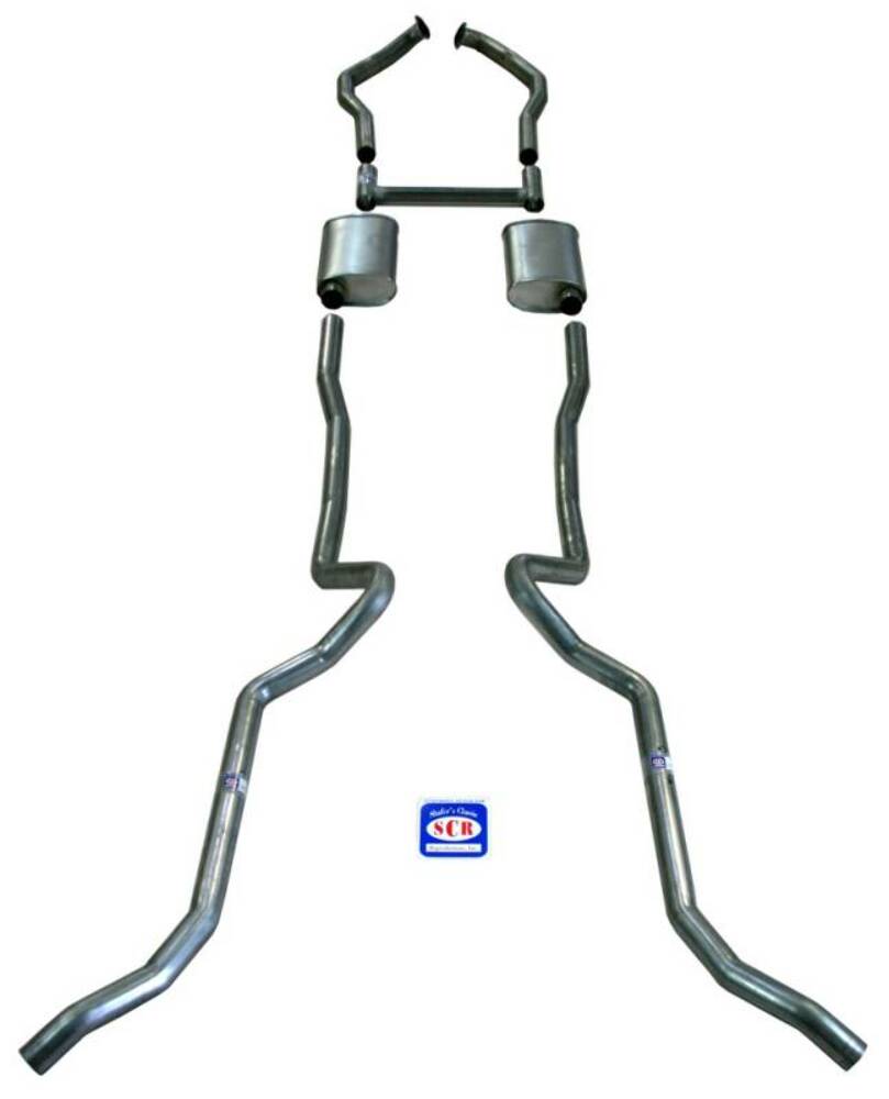 Fits 1955-1957 Chevrolet Full Size 2-1/2" Dual Turbo Sanderson Cast Iron Manifolds Exhaust System 63108