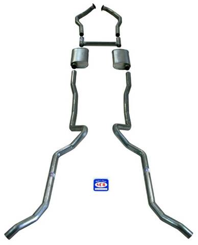 2-1/2" Dual Turbo Sanderson Cast Iron Manifolds Exhaust System 63108 fits 1955-1957 Chevy Bel Air small block Shafer's Classic Reproductions