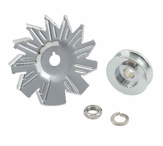 Mr. Gasket chrome alternator fan and pulley chrome steel 6808