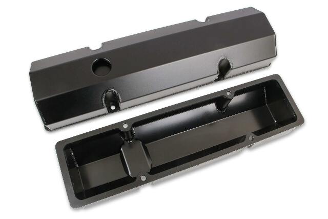 Mr. Gasket Fabricated Aluminum Valve Covers - Black Finish - 6818BG
