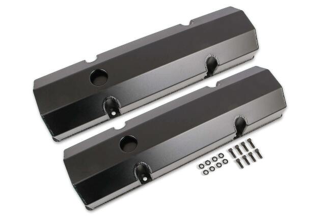 Mr. Gasket Fabricated Aluminum Valve Covers - Black Finish - 6818BG