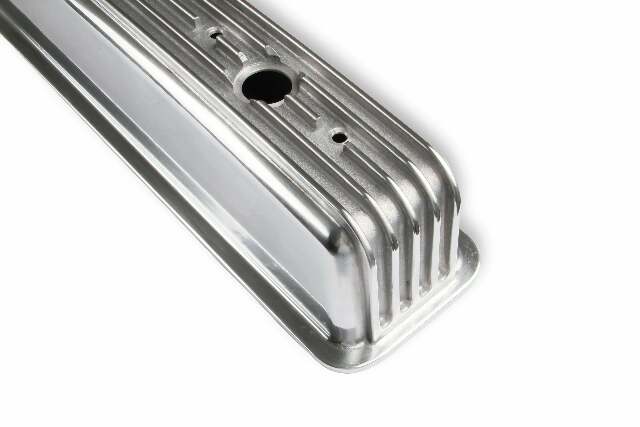Mr. Gasket cast aluminum ball milled center bolt valve covers polished SBC Chevy 6856G