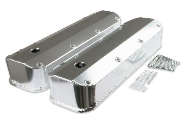 Mr. Gasket fabricated aluminum valve covers silver finish black 6860G