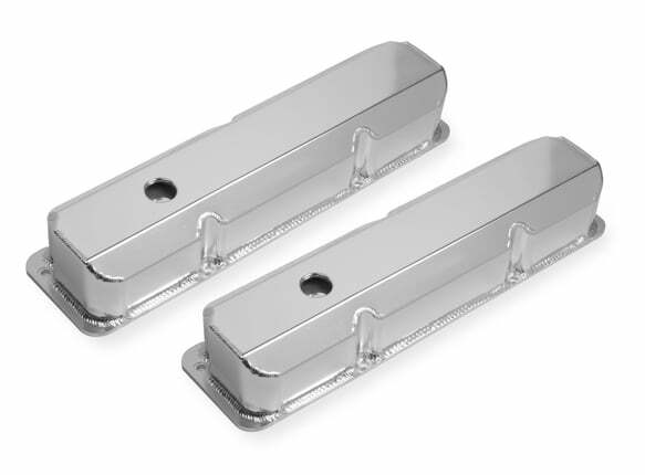 Mr. Gasket fabricated aluminum valve covers silver finish Ford black 6872G