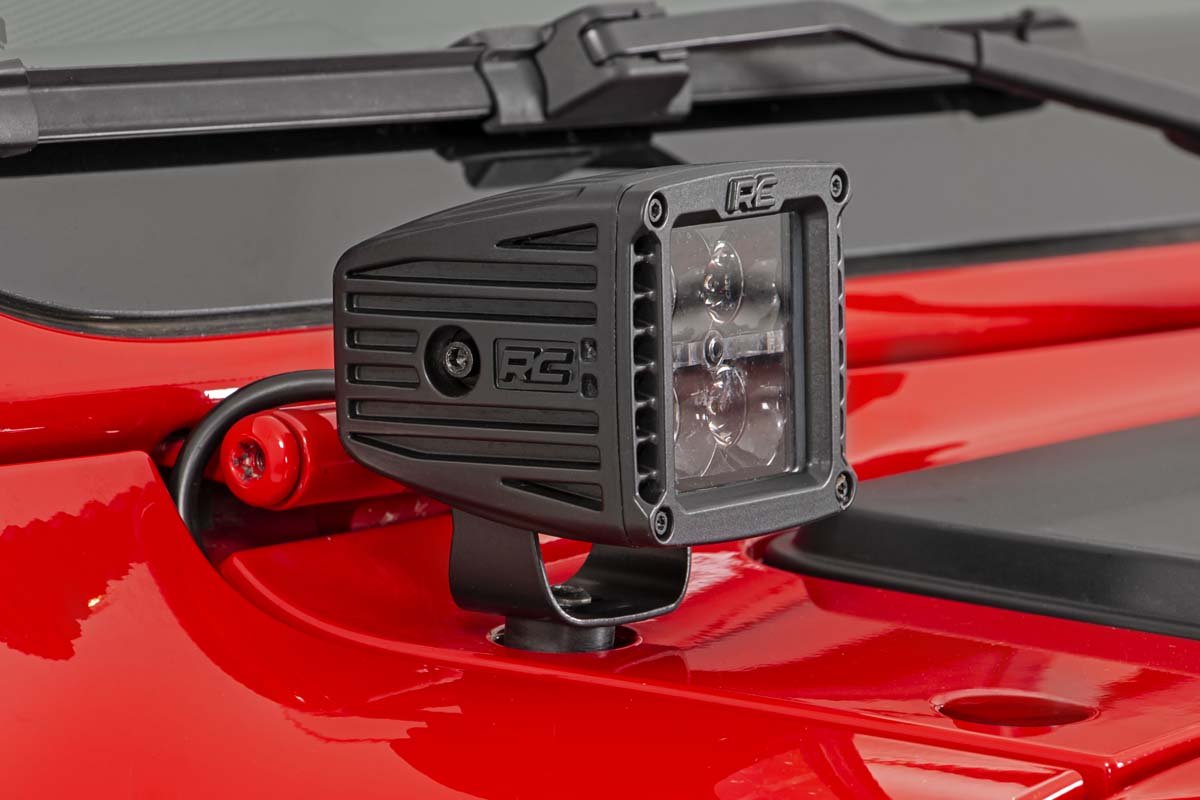 Fits Jeep Gladiator JT (18-24) LED Light Kit; Cowl Mount; 2" Black Pair; 70062
