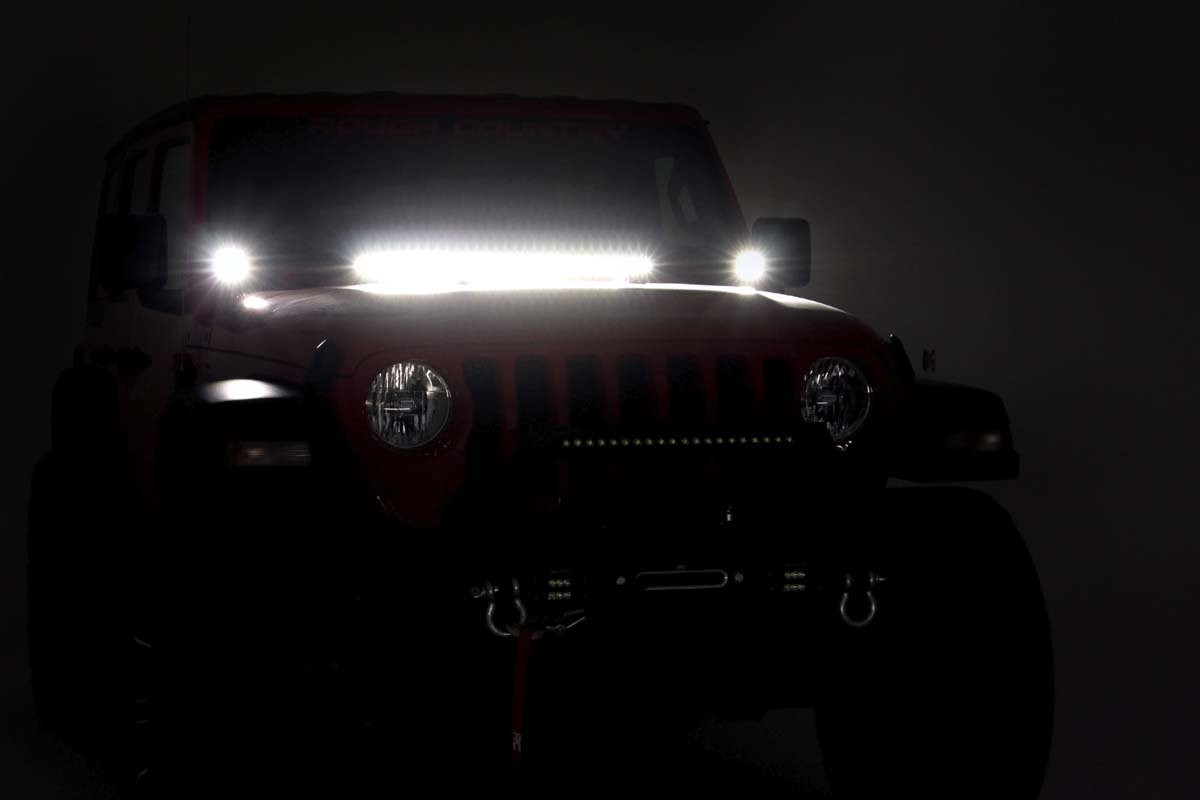 Fits Jeep Gladiator JT (18-24) LED Light Kit; Cowl Mount; 2" Black Pair; 70062