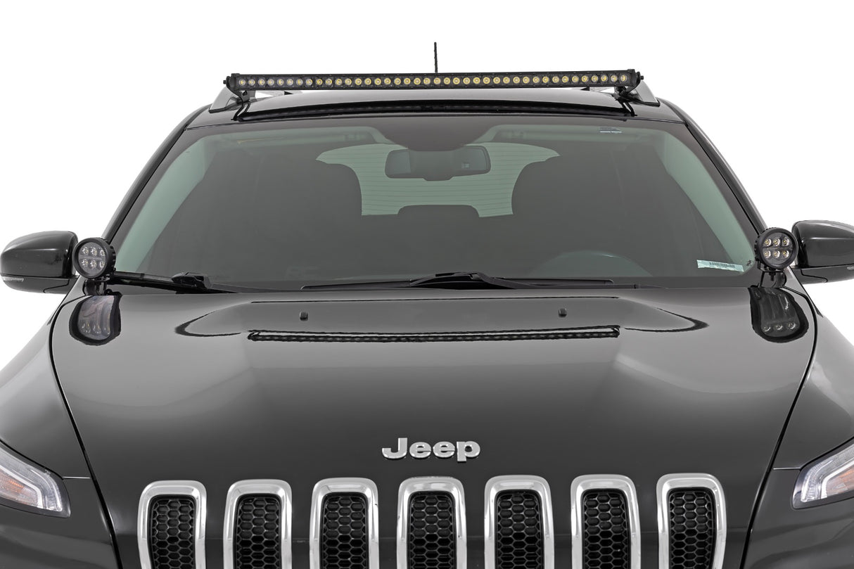 Fits Jeep Cherokee KL(14-21) LED Light Ditch Mount 2" Black Pair White DRL 70080