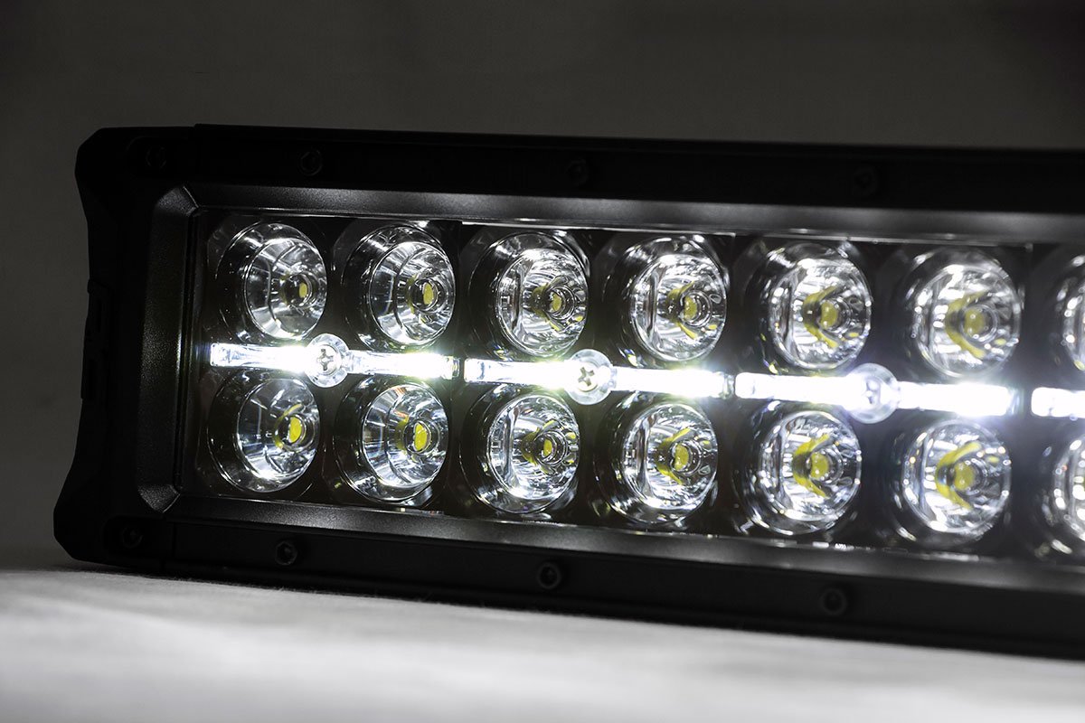 Fits Sierra 1500(14-15) Mesh Grille 30" Dual Row LED Black White DRL 70190DRL