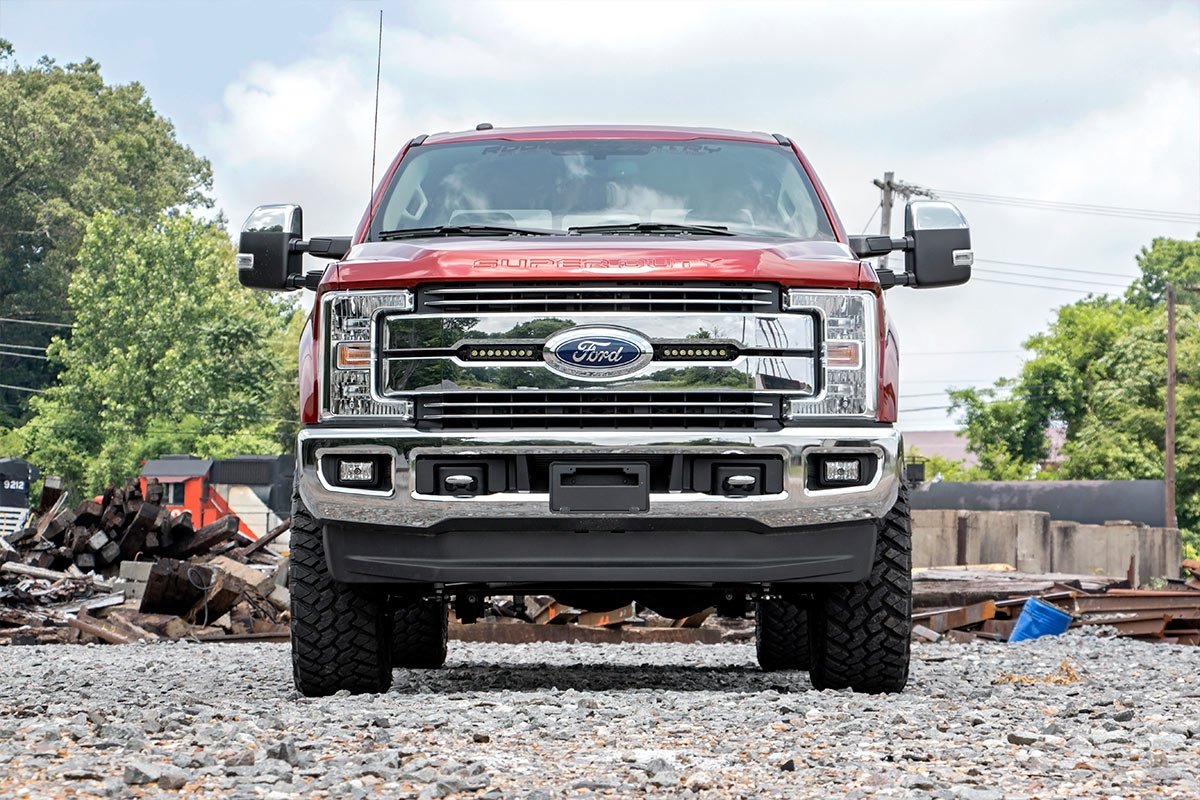 Fits Ford F-250 SD (17-19) LED Light Kit; Grille Mount; 8" Black Pair; 70697
