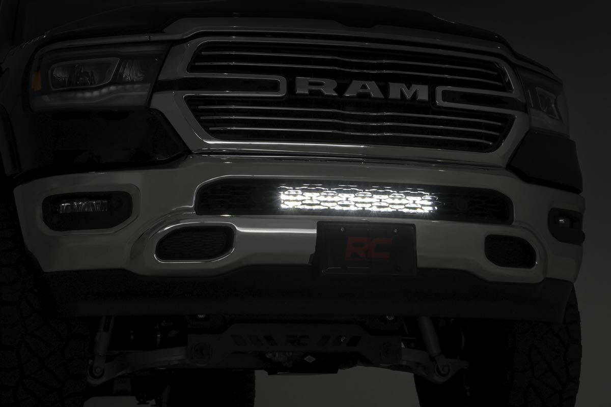 Fits Ram 1500(19-24) LED Light Bumper Mount 20" Chrome Dual Row Amber DRL 70781