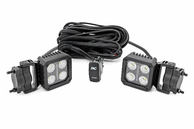 Black Series LED Light Pair; 2 Inch; Flood; Swivel Mount 70802