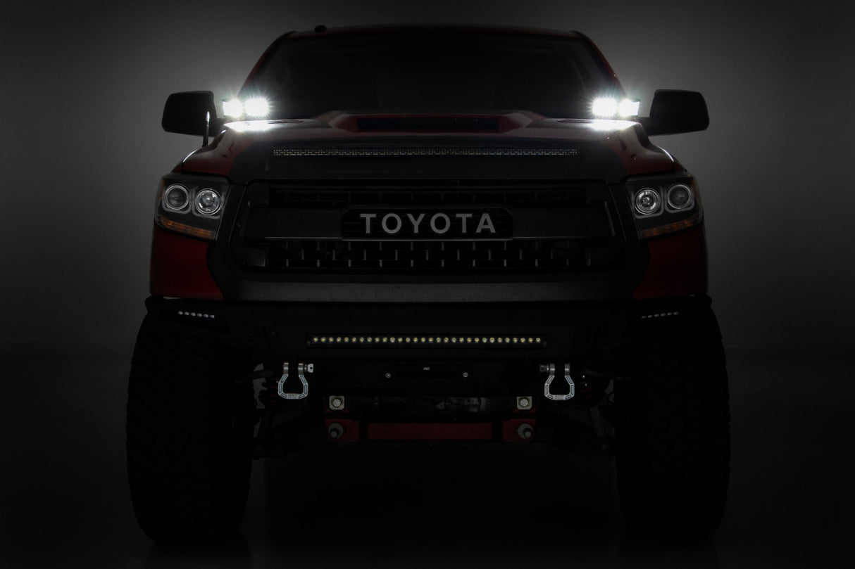 Fits Tundra(14-21) LED Light Ditch Mount Dual 2" Black Pairs White DRL 70837