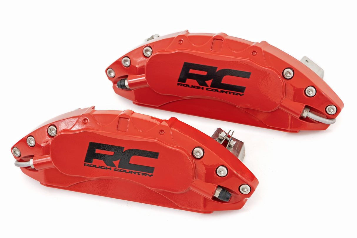Fits Chevy/GMC 1500 (19-24) Caliper Covers; Front and Rear; Red; 71106A