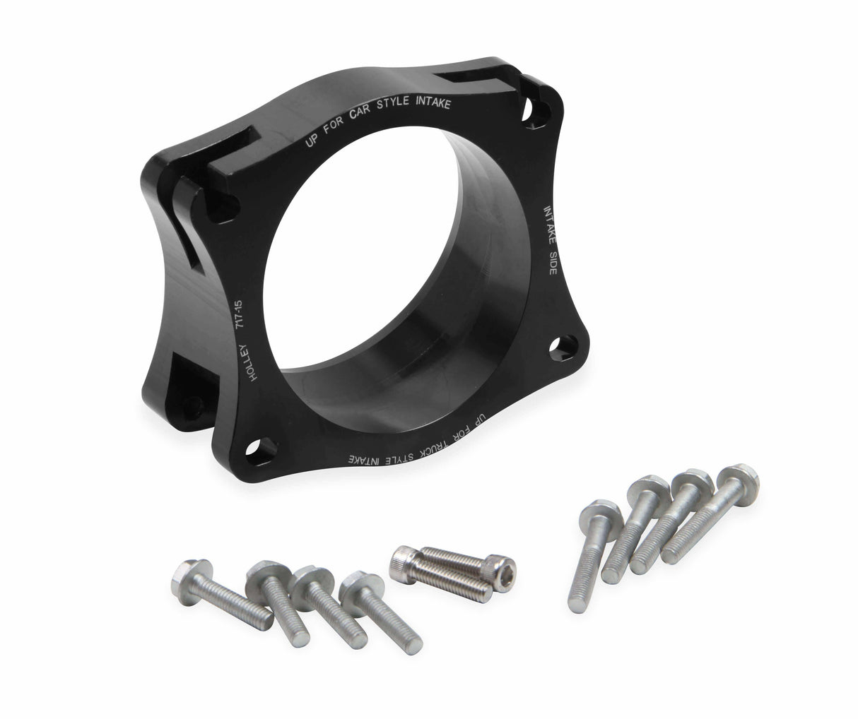 Holley 717-15 - Throttle Body Angle Adapter - for GM LS and LT, and LT4 Intakes for Ram black aluminum