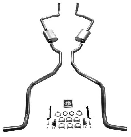 El Camino and SW exc. 9 Passenger 348 Dual Exhaust System with 2-1/2" exhaust pipes and 2-1/2" tailpipes 73073 348 engine Shafer's Classic Reproductions