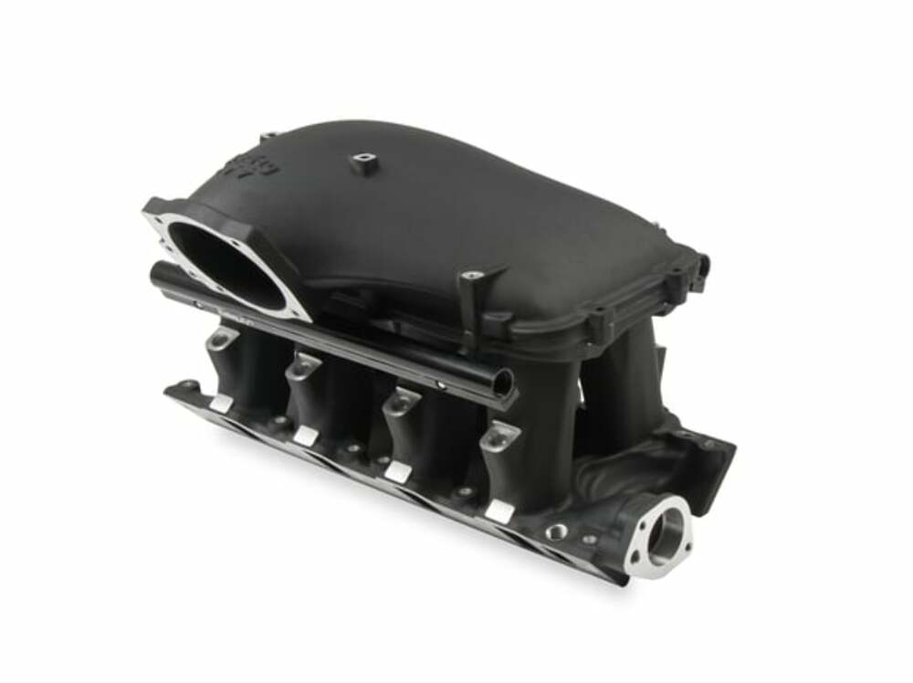 Holley EFI 8.2 SBF Ford Hi-Ram EFI Manifold with Side Mount Top-Black - 300-308BK for 1986-1995 Ford black aluminum