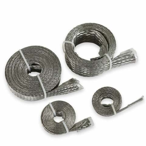 Mr. Gasket flex braid hose sleeve kit silver aluminum steel 8092
