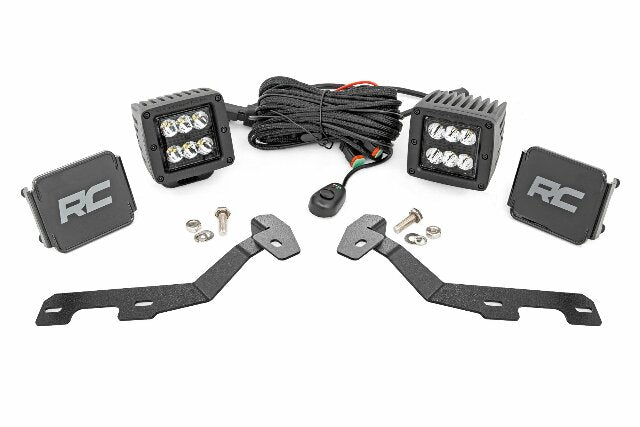 Fits Ram 1500 2&4WD (19-25) LED Light Kit Ditch Mount 2" Black Pair Spot 82290