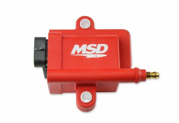MSD ignition coil black red aluminum 8289