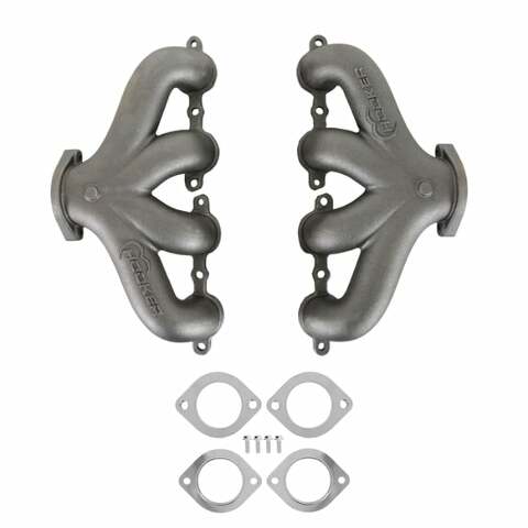 Hooker LS Swap Exhaust Manifolds -Center Dump-Natural Cast-Multi-Fit-2.50-8504HKR