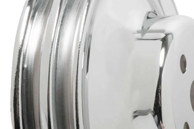 Mr. Gasket chrome water pump pulley double groove Ford black steel 8831