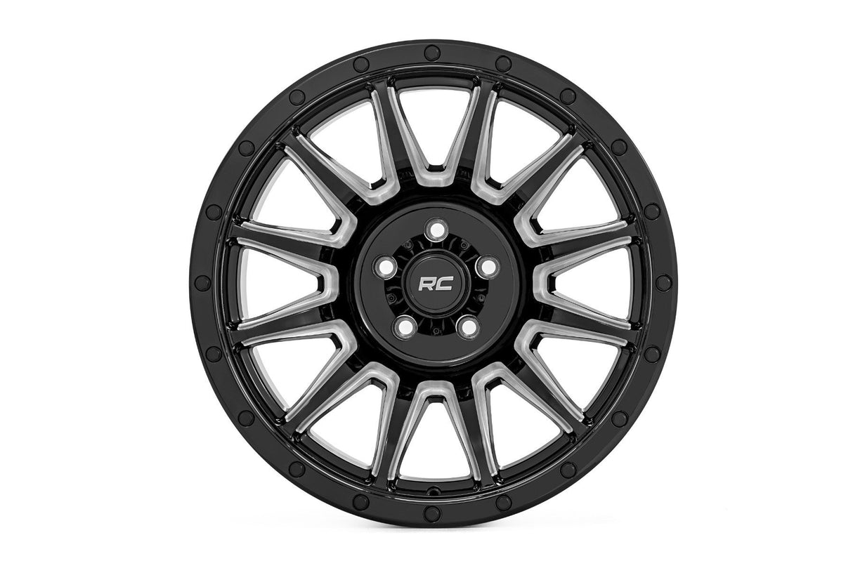 Rough Country Rough Country 90 Series Wheel - One-Piece - Gloss Black w/machined spokes - 20x10 - 6x5.5 - -19mm - 90201812M