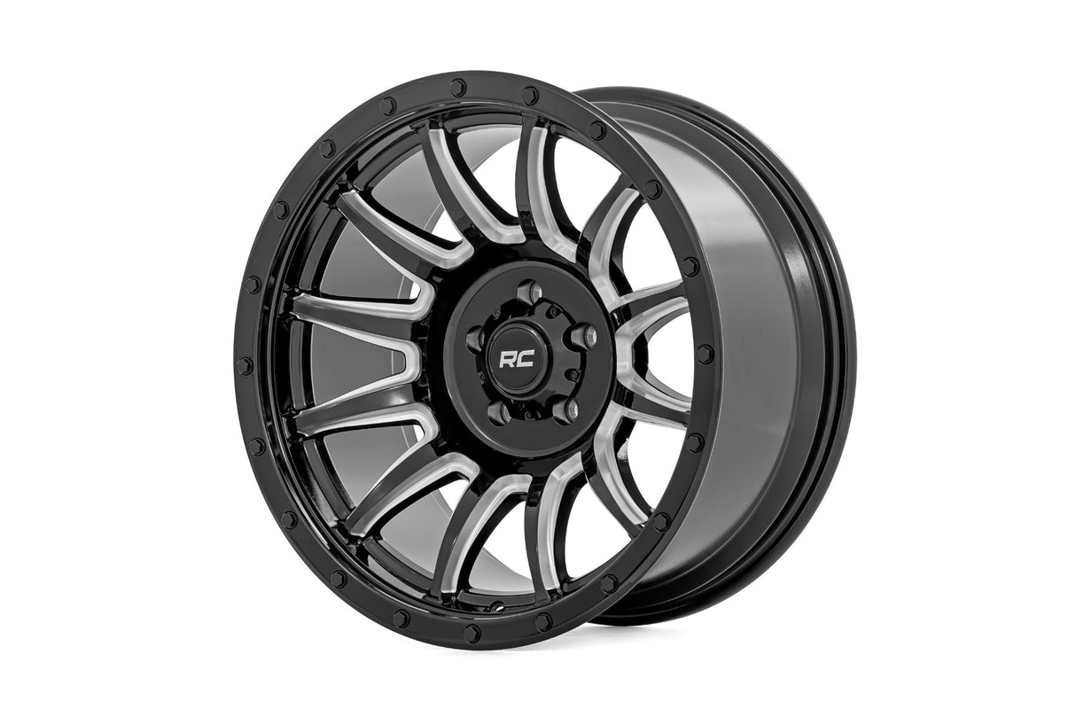 Rough Country Rough Country 90 Series Wheel - One-Piece - Gloss Black w/machined spokes - 20x10 - 6x5.5 - -19mm - 90201812M
