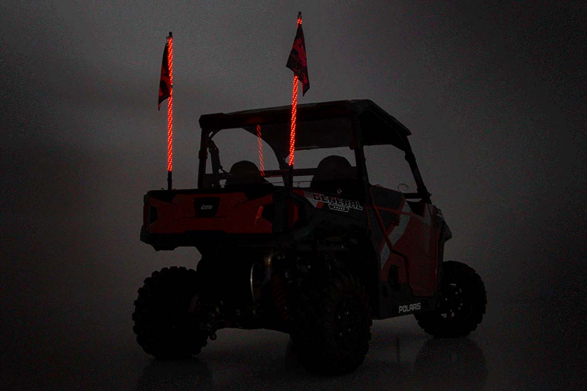 Fits Polaris General Whip Mount Bed 4' Multl-Color LED Whip Pair 93053