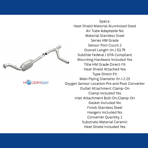 MagnaFlow direct-fit catalytic converter for 2004-2005 Ram 5.7L passenger side stainless steel Federal EPA compliant OBDII 93403