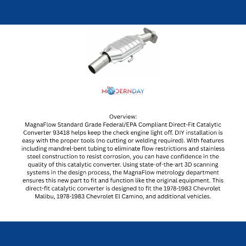 MagnaFlow direct-fit catalytic converter for 1978-1981 Buick 2.25 inch inlet/outlet stainless steel CARB compliant 93418