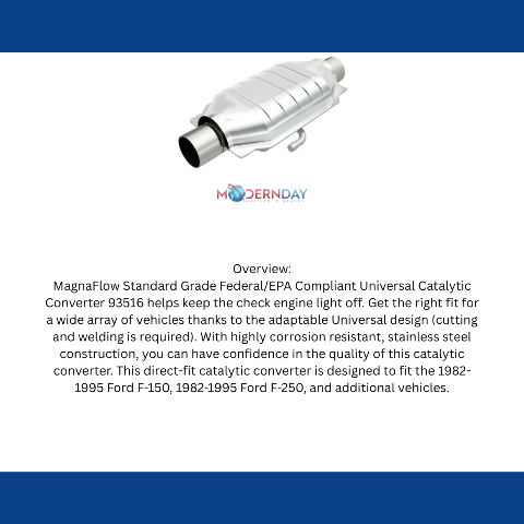 MagnaFlow universal catalytic converter 2.5 inch inlet/outlet stainless steel Federal EPA compliant OBDII 93516
