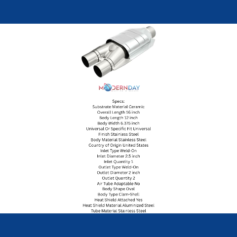 MagnaFlow universal catalytic converter 2.5 inch inlet/outlet stainless steel Federal EPA compliant OBDII 94007