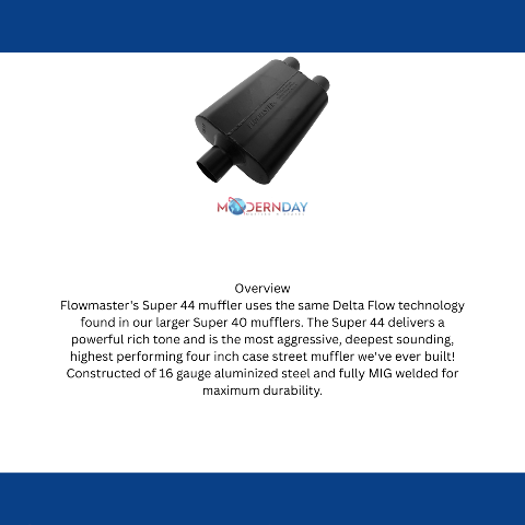 Flowmaster 9425472 Super 44 Muffler- 2.50 Center In/2.50 Dual Out- Aggressive