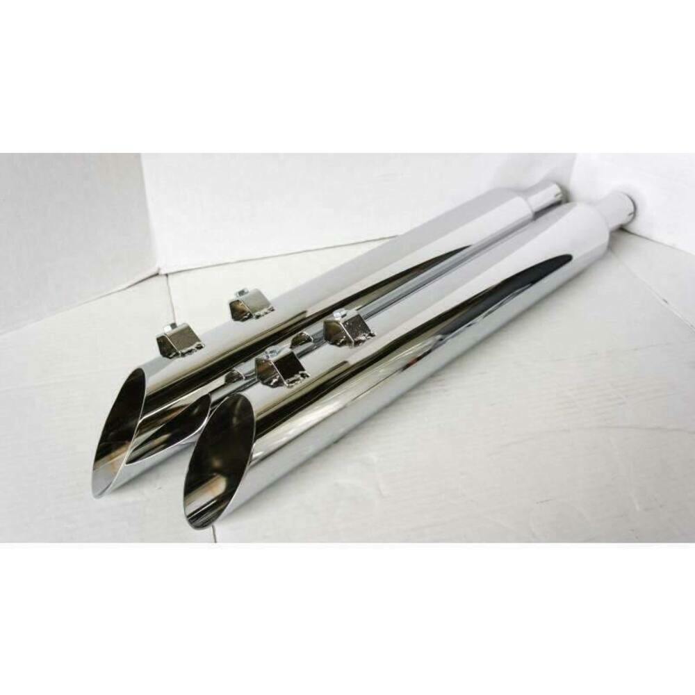 t 95-16 Harley Davidson Reverse Angle Slip On Muffler Chrome Exhaust 2.5 Baffle Jones Exhaust