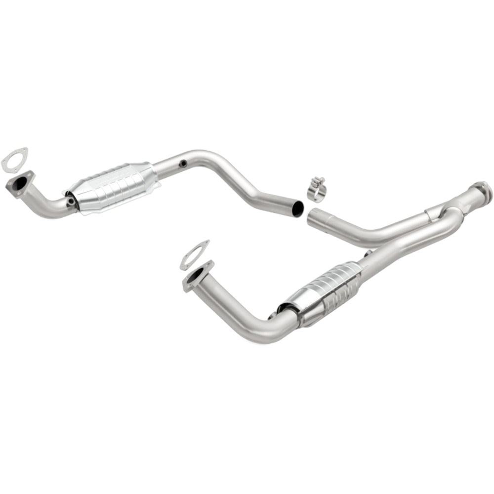 MagnaFlow direct-fit catalytic converter fits 1996-2002 Land Rover Range Rover HSE 4.6L and 1996-2000 Land Rover Range Rover 4.0L stainless steel Federal EPA compliant OBDII 93694