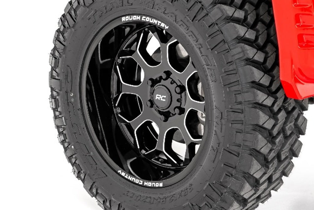 Rough Country 96 Series Wheel; One-Piece; Black; 20x9; 6x5.5; -12mm 96200912