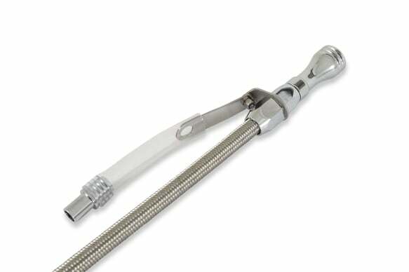 Mr. Gasket engine oil dipstick and tube braided stainless steel Chevy polished aluminum 9705G