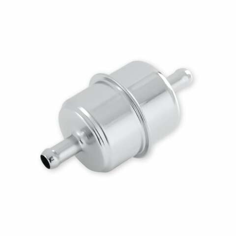 Mr. Gasket chrome fuel filter fits 3/8 inch hose polished steel 9746