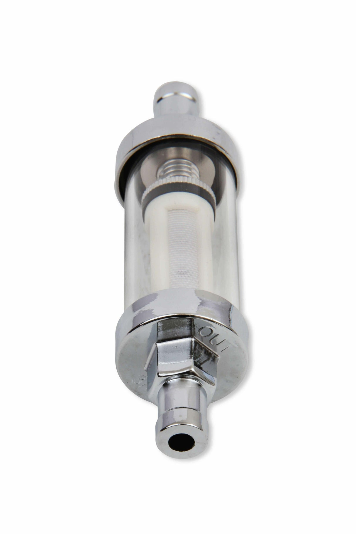 Mr. Gasket 3/8 clear inline fuel filter carburetor chrome 9748