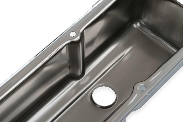 Mr. Gasket chrome tall style valve covers without baffle SBC Chevy steel 9801