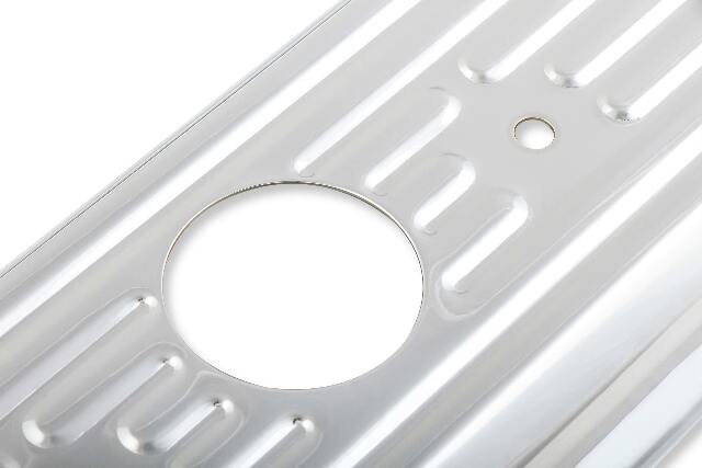 Mr. Gasket chrome valve covers caps SBC Chevy steel 9847