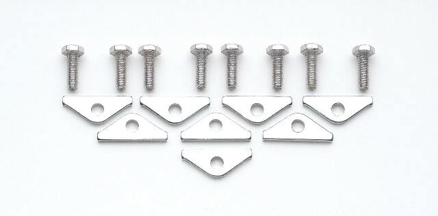 Mr. Gasket chrome valve covers clamps and bolts chrome SBC Chevy 1/4 inch diameter steel 9887