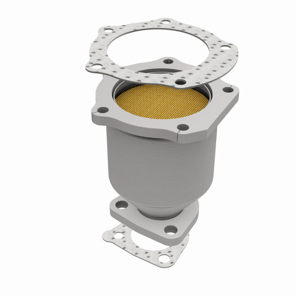 MagnaFlow direct-fit catalytic converter fits 1998-2001 Kia Sephia and 2000-2001 Kia Spectra, this and 1999-2001 Sephia/Spectra frt OE stainless steel CARB compliant OBDII 49323
