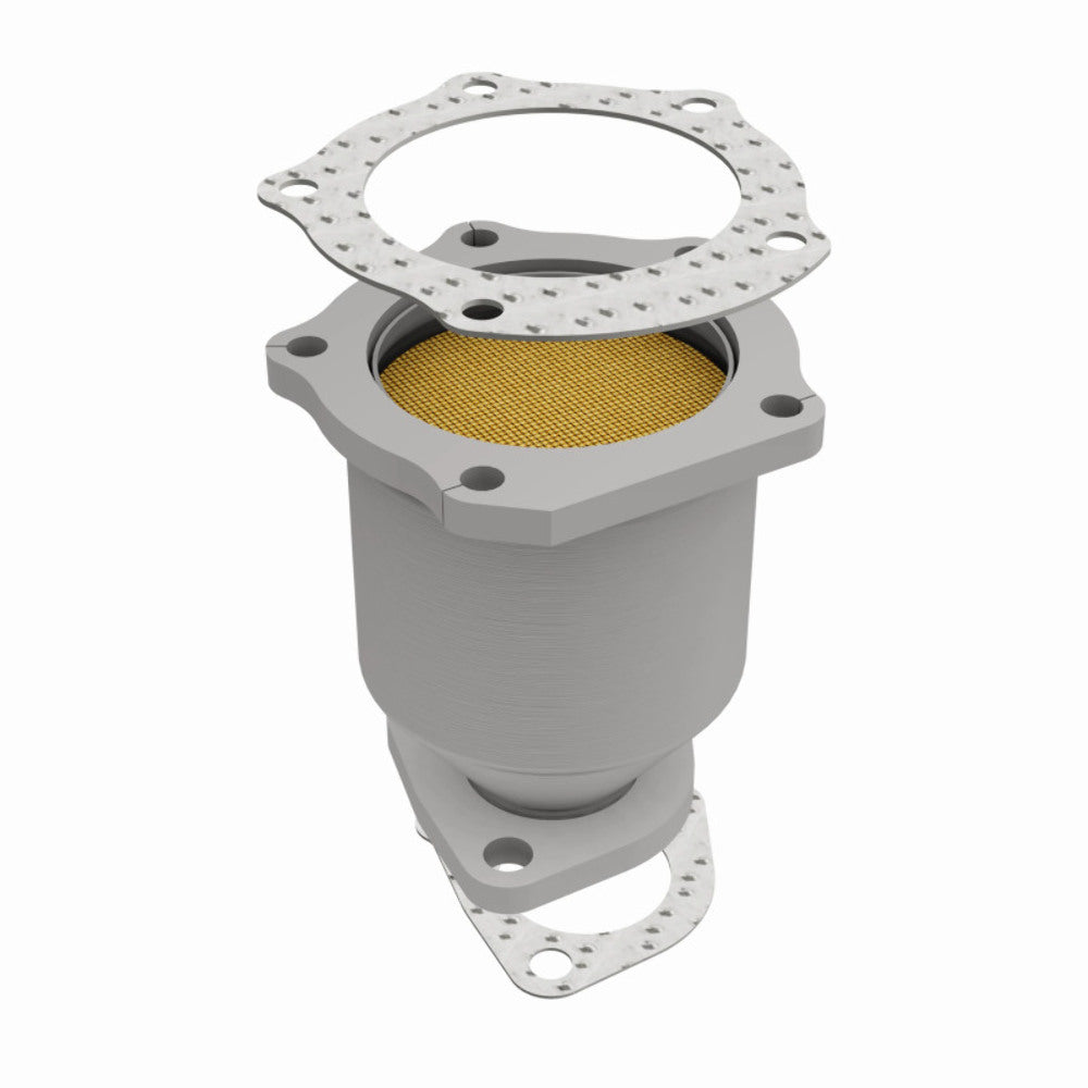 MagnaFlow direct-fit catalytic converter fits 1998-2001 Kia Sephia and 2000-2001 Kia Spectra, this and 1999-2001 Sephia/Spectra frt OE stainless steel CARB compliant OBDII 49323