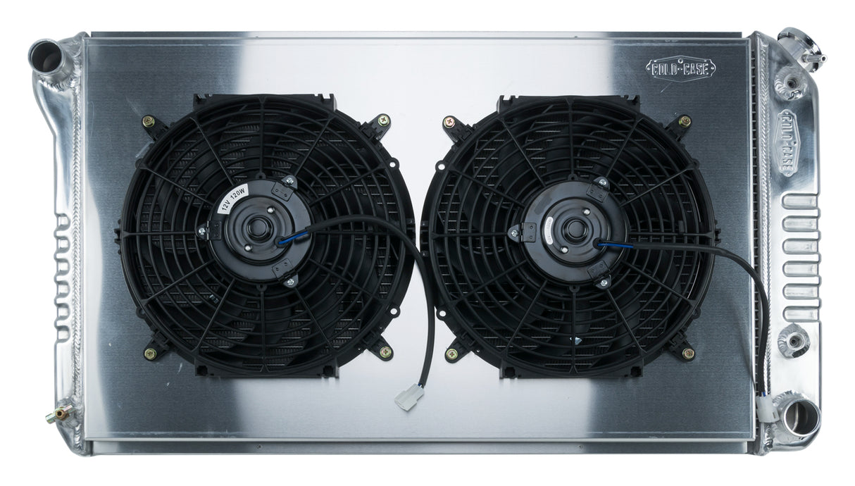 68-77 A-Body Aluminum Radiator Automatic Dual 14 Inch Fan Kit for 1968-1977 GTO 2 row aluminum polished