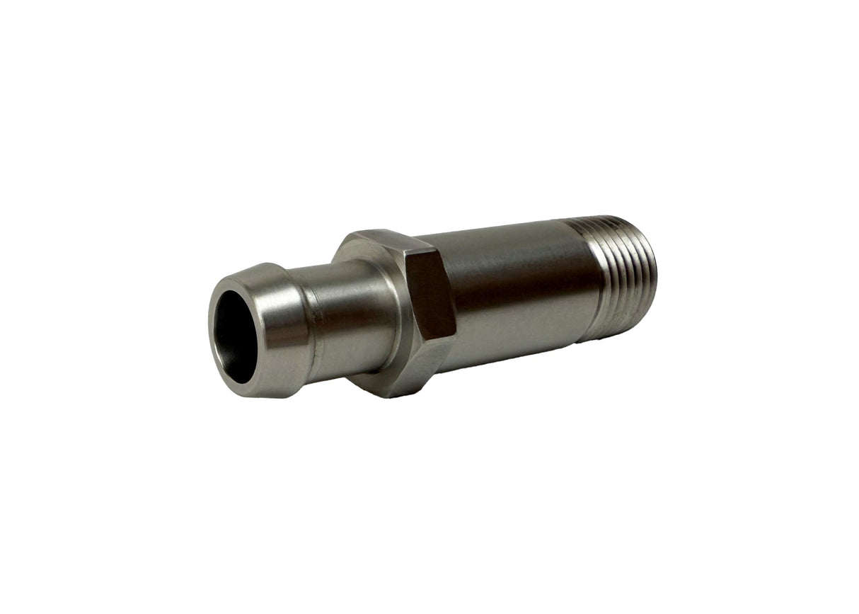 Patriot Fittings heater hose fitting 1/2 inch NPT Male to 5/8 inch Hose Barb 2-7/8 inch Long Straight Stainless Steel PF-1002-SS