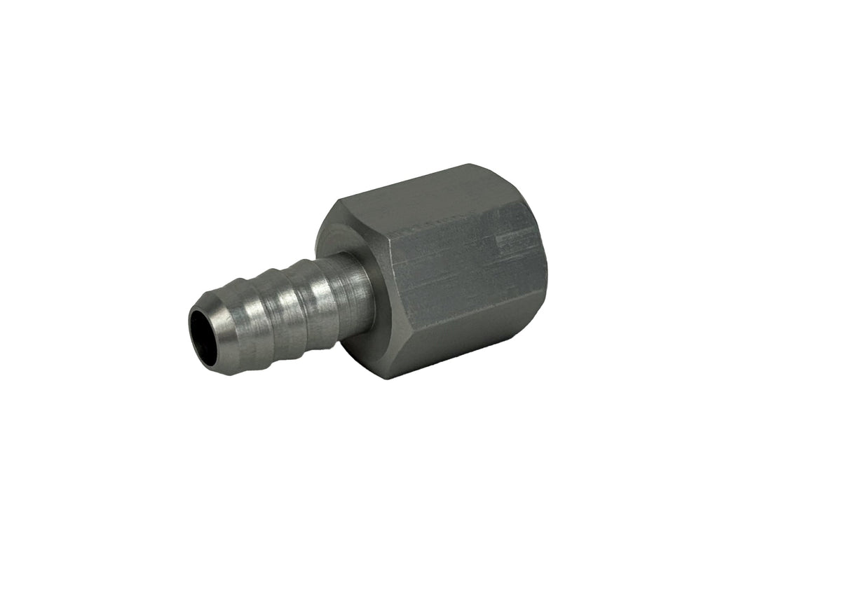 Patriot Fittings adapter fitting 6 AN Female to 3/8 inch Hose Barb Straight Aluminum Clear Anodized PF-4000-C
