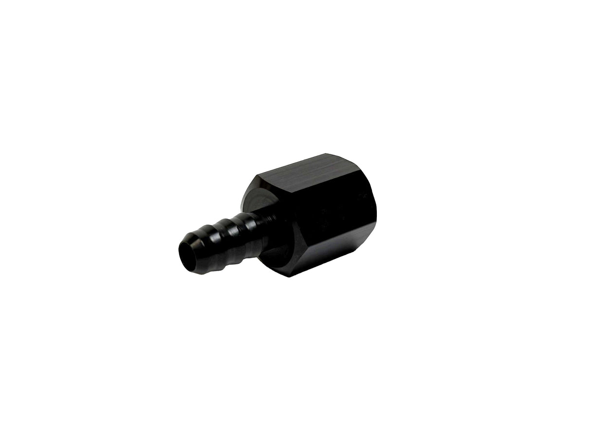 Patriot Fittings adapter fitting 6 AN Female to 5/16 inch Hose Barb Straight Aluminum Black Anodized PF-4002