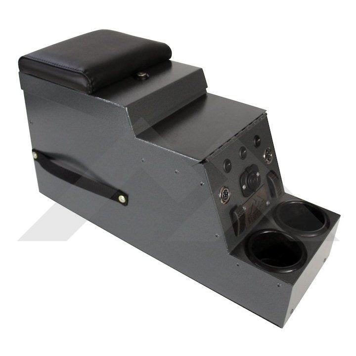 RT Off-Road Locking Center Console - RT27056 fits 1976-1983 Jeep CJ5, 1976-1986 Jeep CJ7, 1981-1986 Jeep CJ8 gray steel plastic powder coat